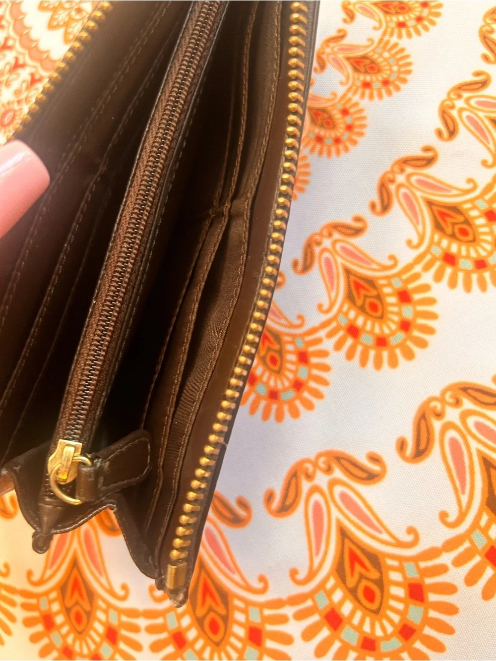 Coach Brown Signature Zip-Around Wallet - Picture 5 of 8